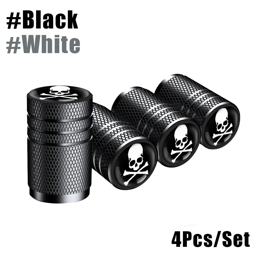 4-Pack Aluminum Tire Valve Stem Caps — Universal Dustproof Air Valve Caps for Car, Bike & Motorcycle