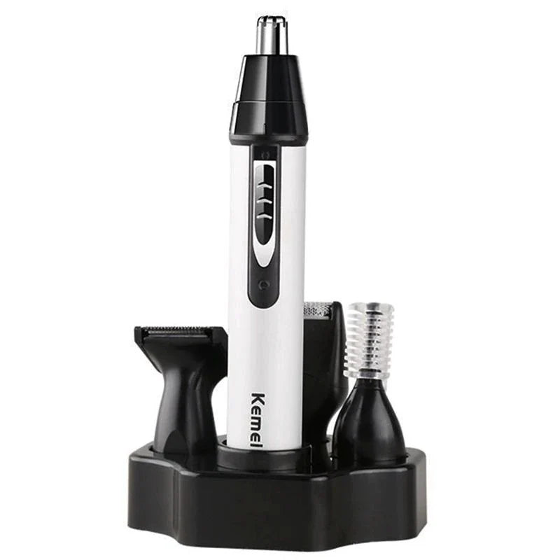 4-in-1 Rechargeable Cordless Nose & Ear Trimmer for Men — Beard, Eyebrow & Face Groomer with EU Charger