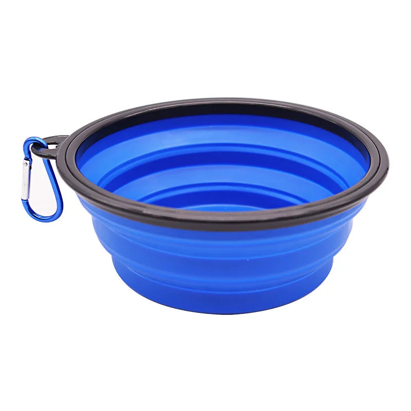Collapsible Silicone Pet Travel Bowl with Bottle & Carabiner – 2-in-1 Food & Water Dispenser (350/650/1000 ml | 11.8/22/33.8 fl oz)