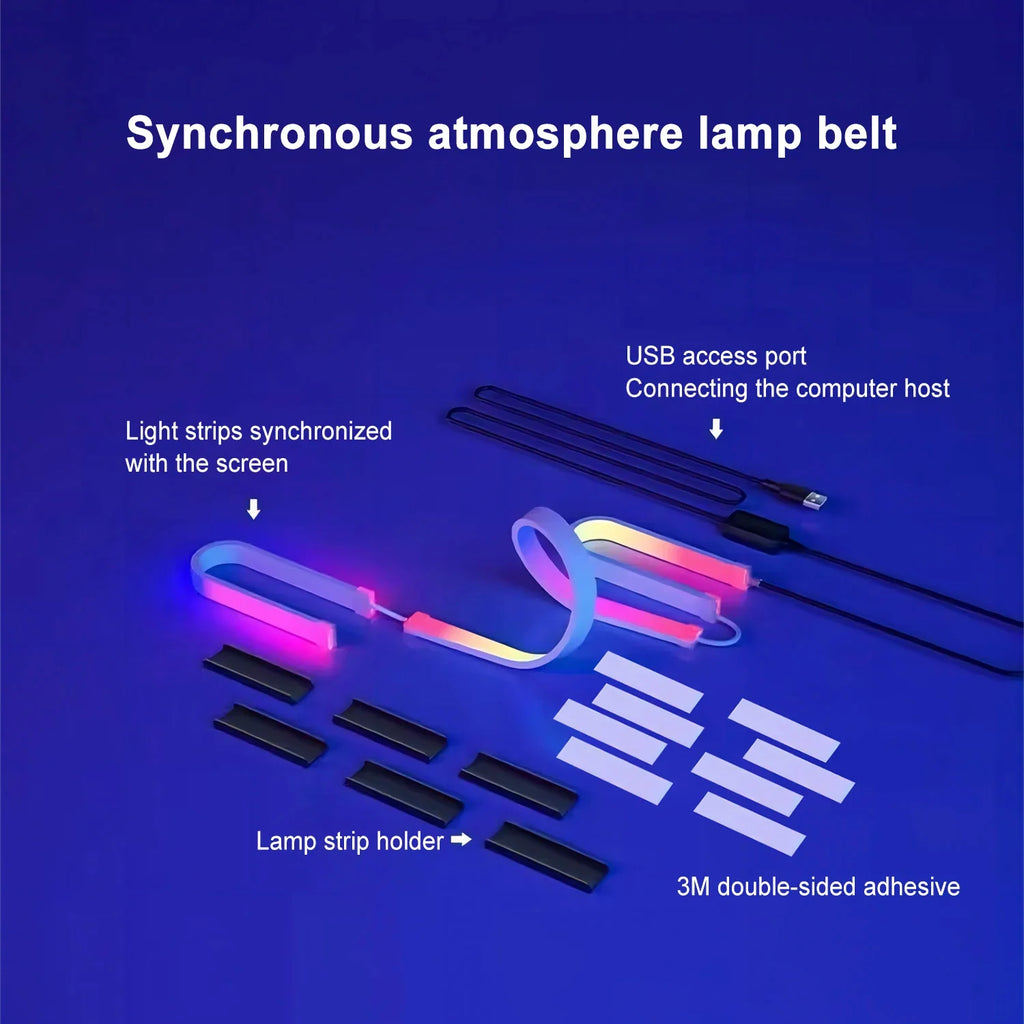 Smart RGB LED Monitor Backlight Strip USB Sync — Gaming Light Bar for 24–34 in (61–86 cm) PC Screens, Waterproof
