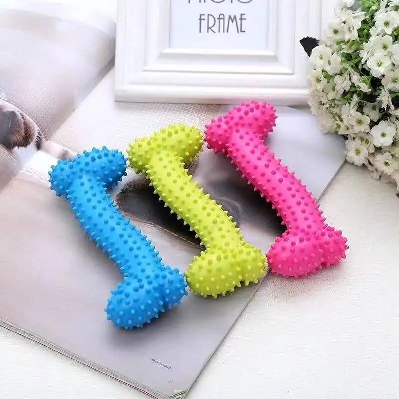 Bite-Resistant Rubber Spiked Dog Chew Toy for Small Dogs — Teeth Cleaning Squeaky Training Toy (1-Pack)