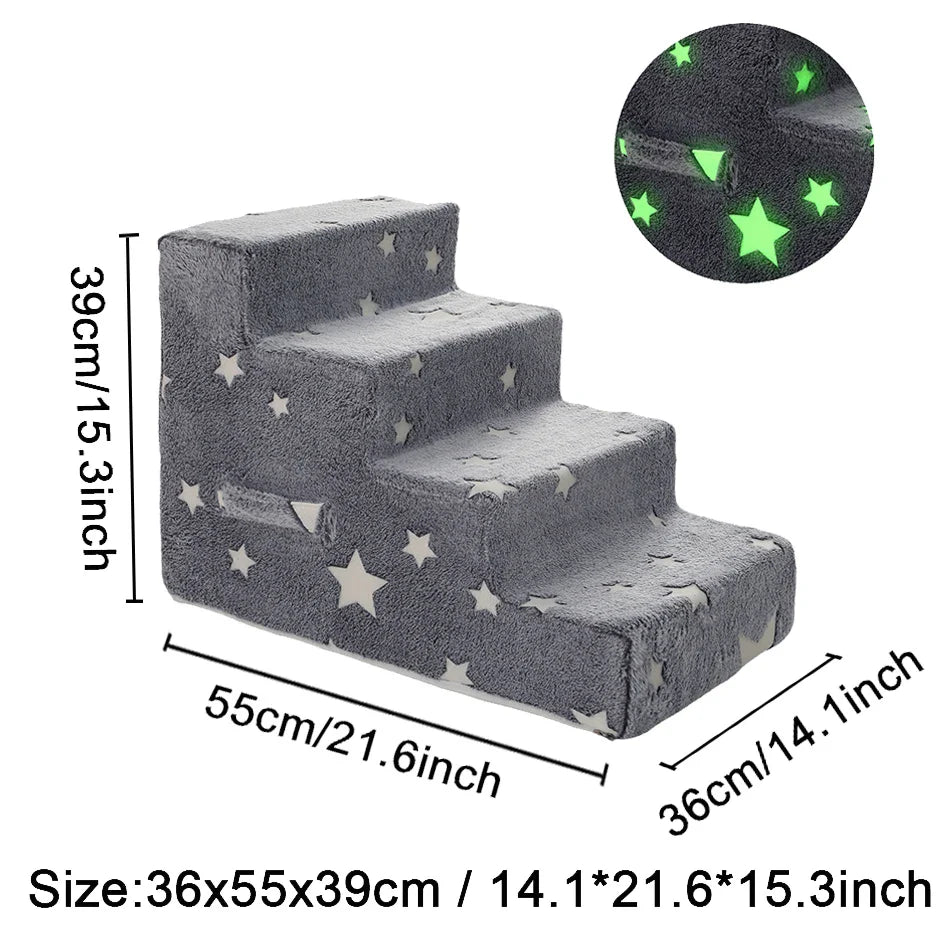 Pet Stairs for Dogs & Cats — 3- or 4-Step Detachable Sponge Ramp, Washable Waterproof Anti-Bite Pet Ladder