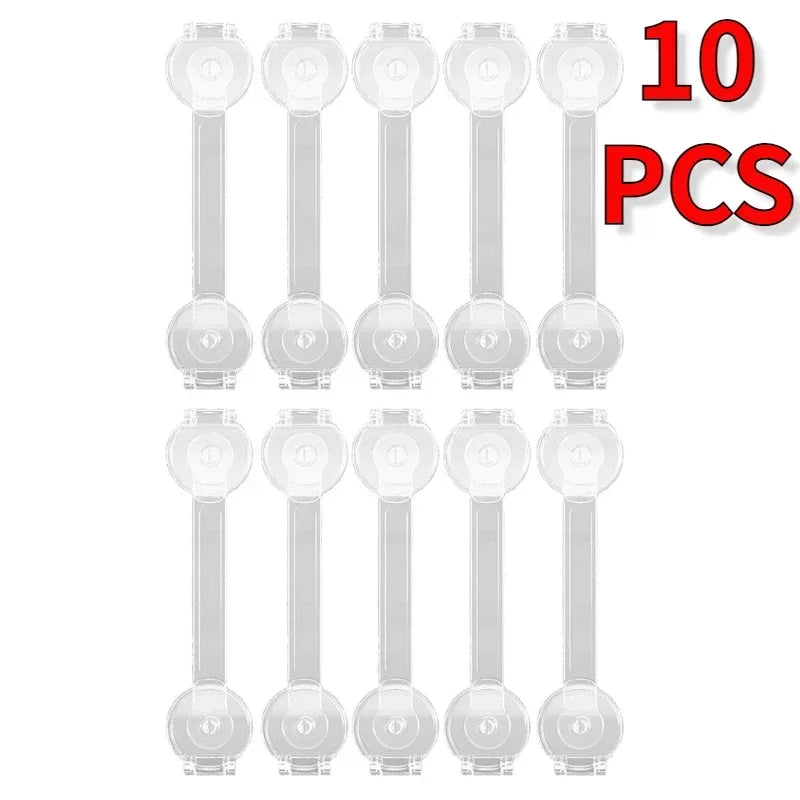 Baby Cabinet Safety Locks 3/5/7-Pack – Adhesive No-Drill Transparent Childproof Drawer & Refrigerator Lock