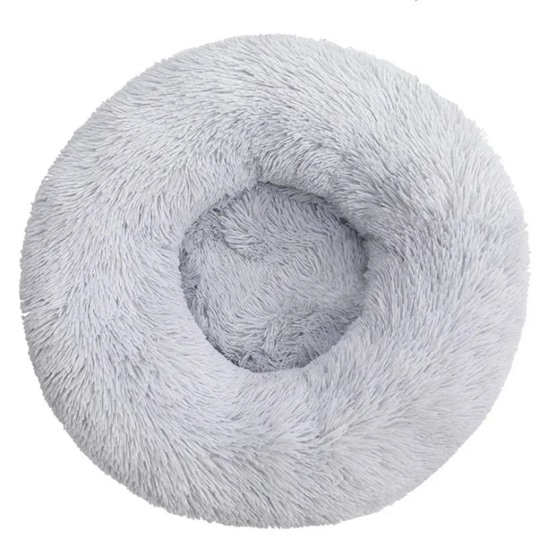 Calming Plush Pet Bed for Dogs & Cats - Corduroy Fleece Bolster, Non-Slip Waterproof Bottom, Multiple Sizes (15.7–35.4 in / 40–90 cm)