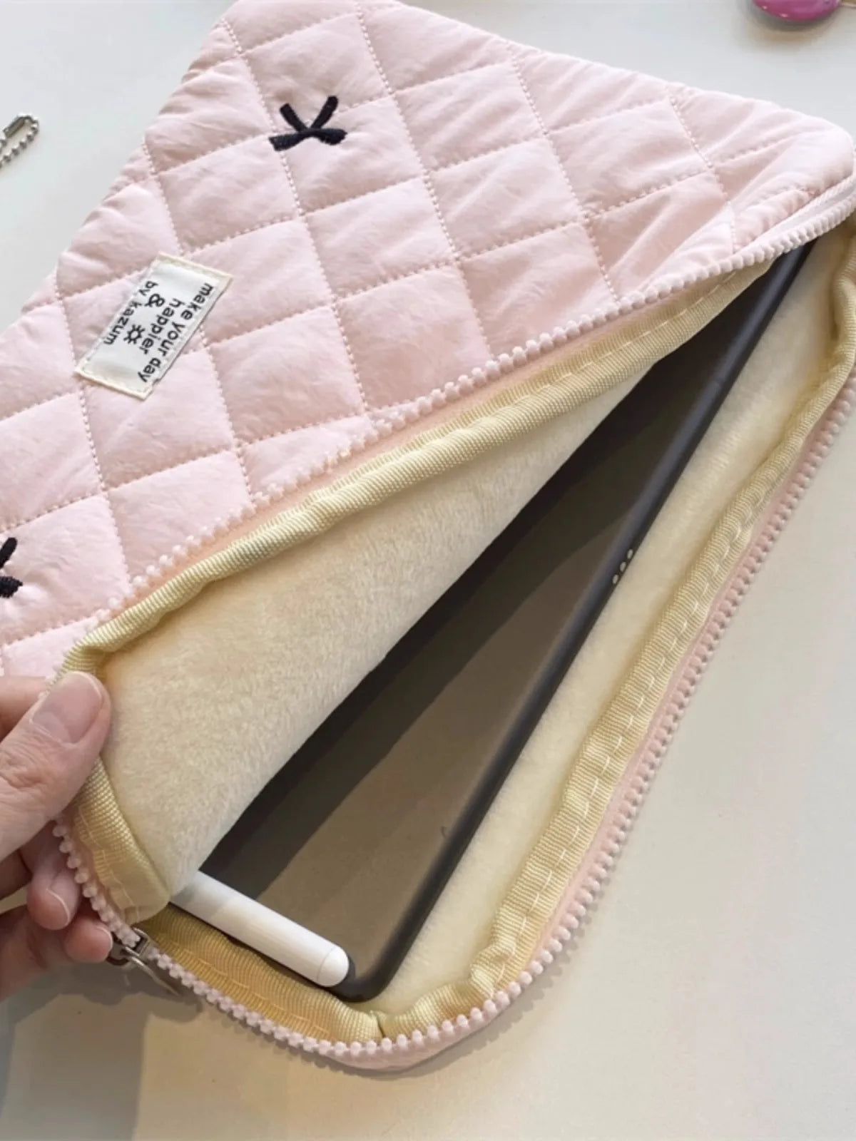 Floral Laptop & Tablet Sleeve 13.6/14/15/15.6 in (34.5–39.6 cm) + 10.5/10.9/11 in (26.7–27.9 cm) Soft Polyester Zipper Pouch