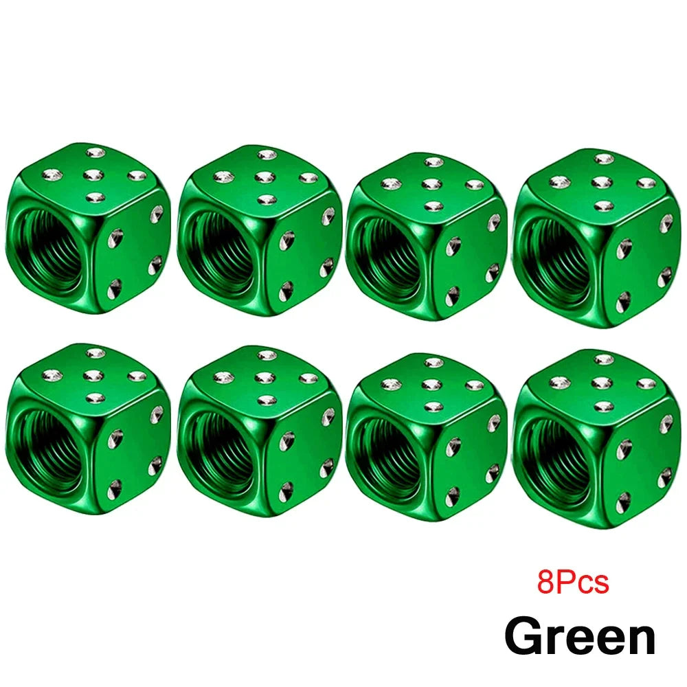 2/8-Pack Aluminum Dice Tire Valve Caps, Universal Wheel Stem Air Valve Covers for Car Truck Motorcycle Bike