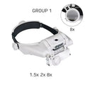 LED Headband Magnifier 1.5x/2x/2.5x/3x/3.5x/8x Hands-Free Magnifying Glasses for Jewelry, Watch & Electronic Repair