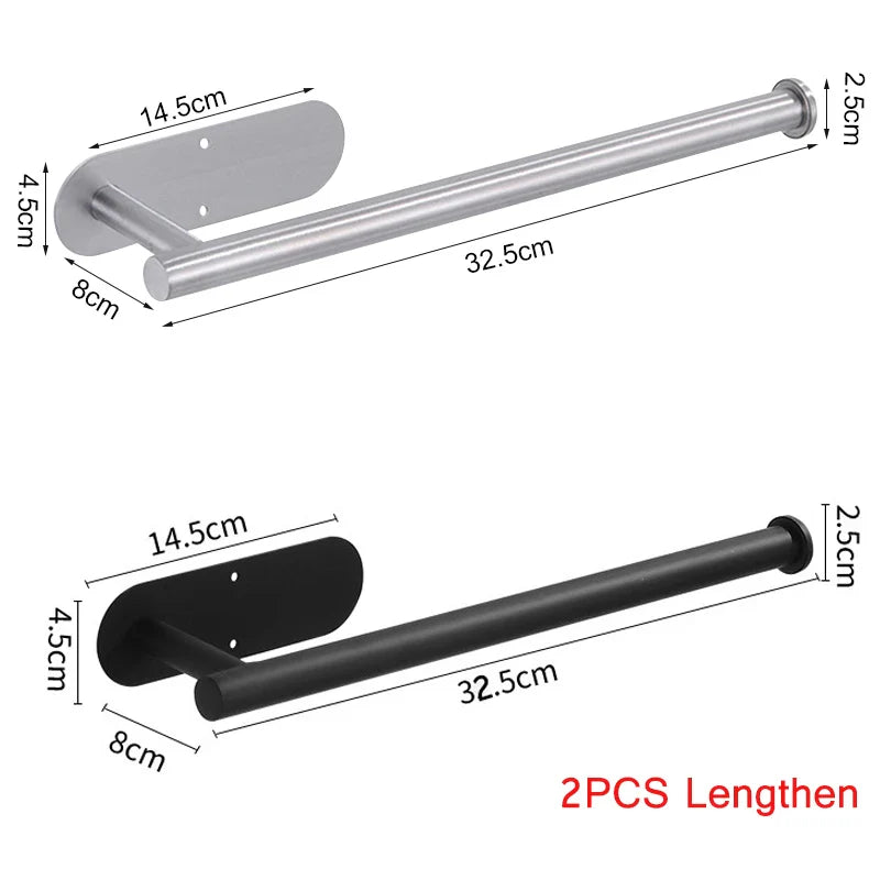 Stainless Steel No-Drill Self-Adhesive Wall-Mount Paper Towel & Toilet Roll Holder