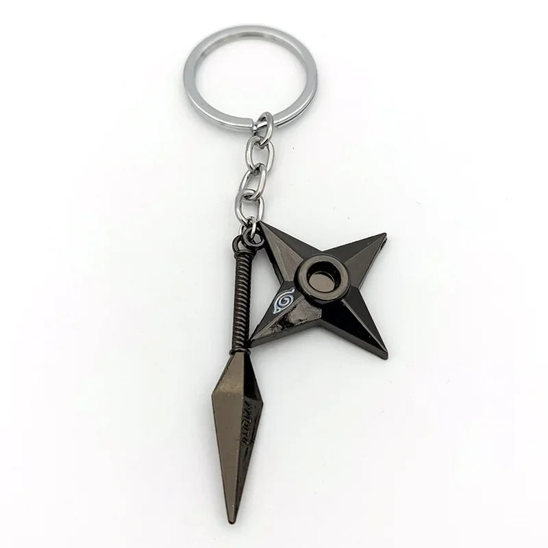 Anime Ninja Keychain Set: Kunai, Shuriken & Red Cloud Charms for Backpack, Car & Keys