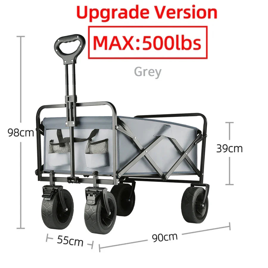 Heavy-Duty Collapsible Folding Beach Wagon Large Capacity Portable Utility Cart with All-Terrain Wheels