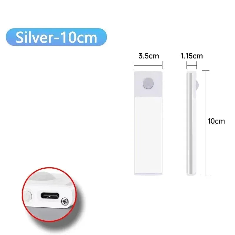 Rechargeable LED Motion Sensor Under Cabinet Light 10/20/30/40/50 cm (3.9/7.9/11.8/15.7/19.7 in) 3-in-1 Color Temp for Closet Kitchen Wardrobe