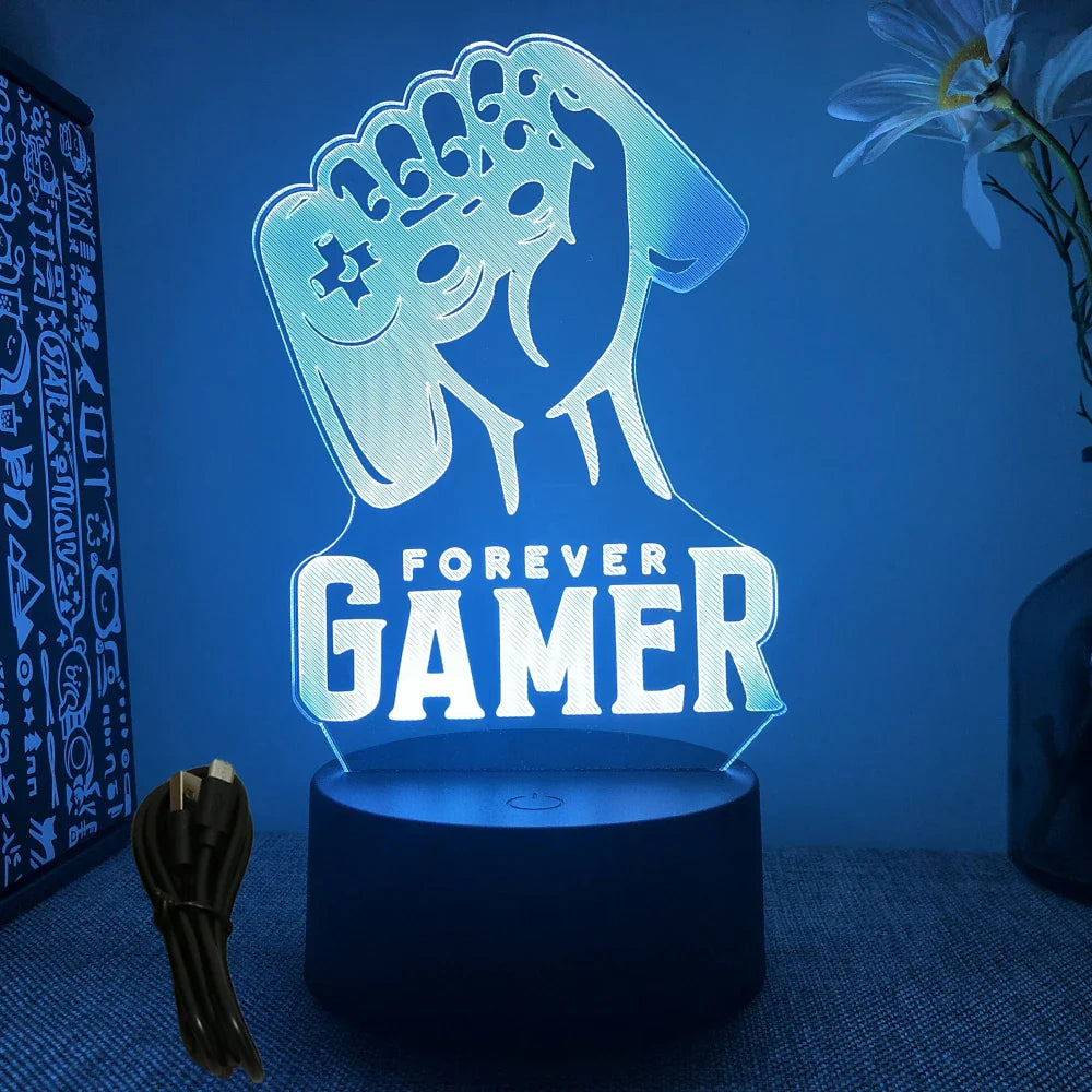 3D LED Neon Gamer Lamp - RGB Acrylic Night Light with Remote & Touch for Kids & Gaming Room