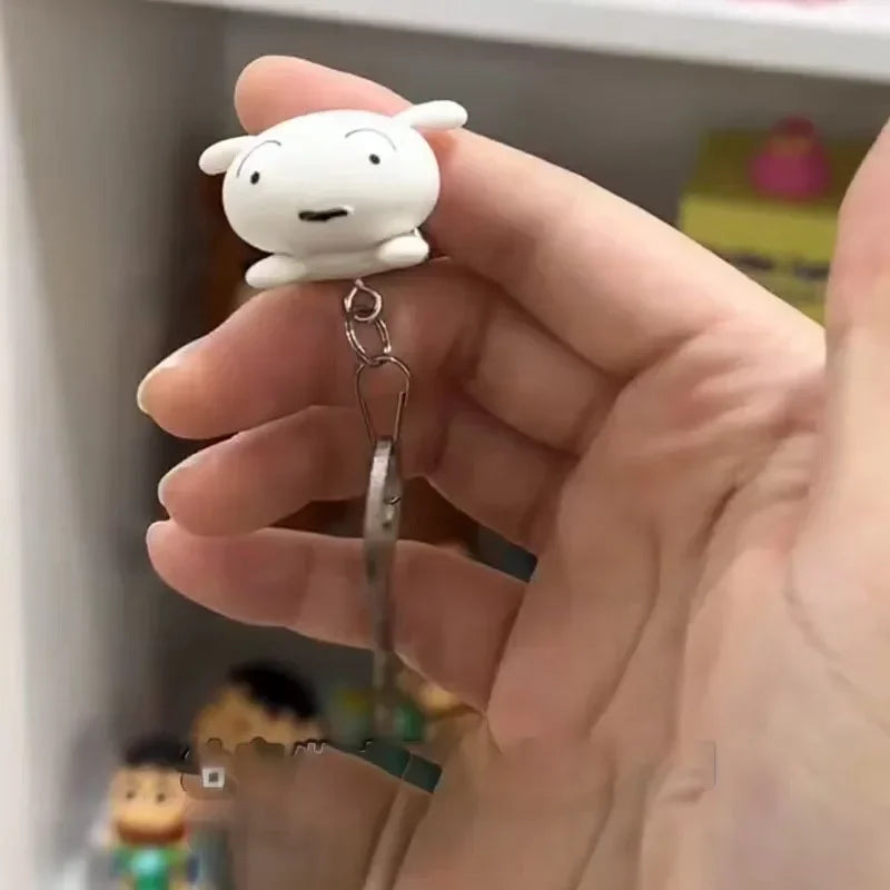 Crayon Shin-chan Kawaii Dog Keychain with House Charm – Anime Cartoon Pendant Key Hanger Gift for Kids