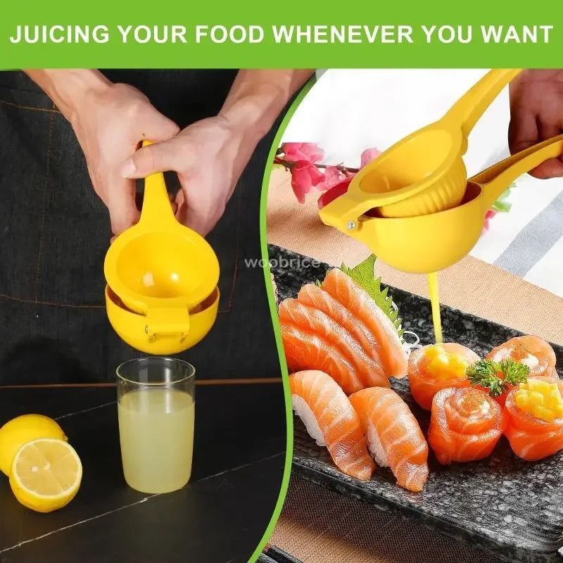 Aluminum Lemon Squeezer Manual Citrus Juicer Handheld Lemon Press – Portable Yellow