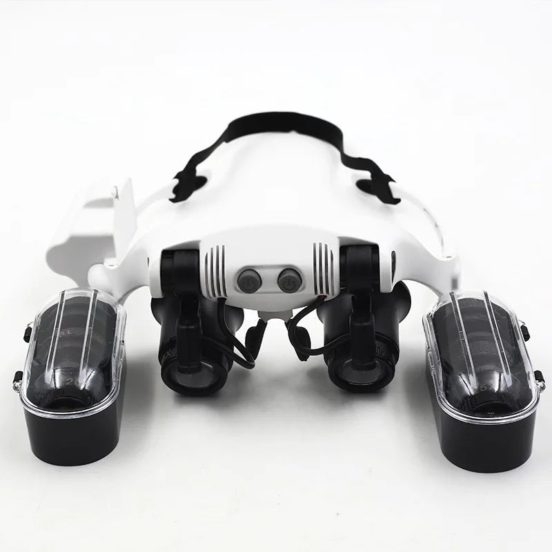 Headband Magnifier Glasses with LED Light – 10X/15X/20X/25X Jeweler Loupe for Watch & Jewelry Repair