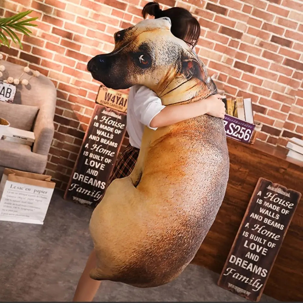 3D Lifelike Dog Head Throw Pillow - Novelty Plush Cushion for Home & Kids, 20 cm / 50 cm (7.87 in / 19.69 in)