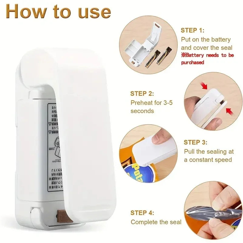 Portable Mini Heat Bag Sealer - Handheld Food Bag Sealing Machine for Plastic & Thermal Bags