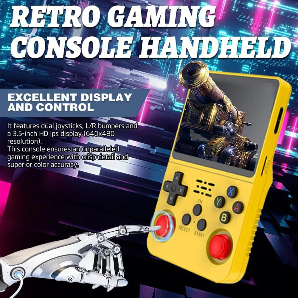 Classic Retro Handheld Game Console with ARKOS System — 3.5-Inch (8.9 cm) IPS, 15,000+ Games, 64-bit Linux, Portable Kids Gift