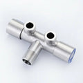 Double Outlet Stainless Steel Deck-Mount Faucet - 2-Way Washing Machine & Bathroom Tap, Double Handle Brushed Finish