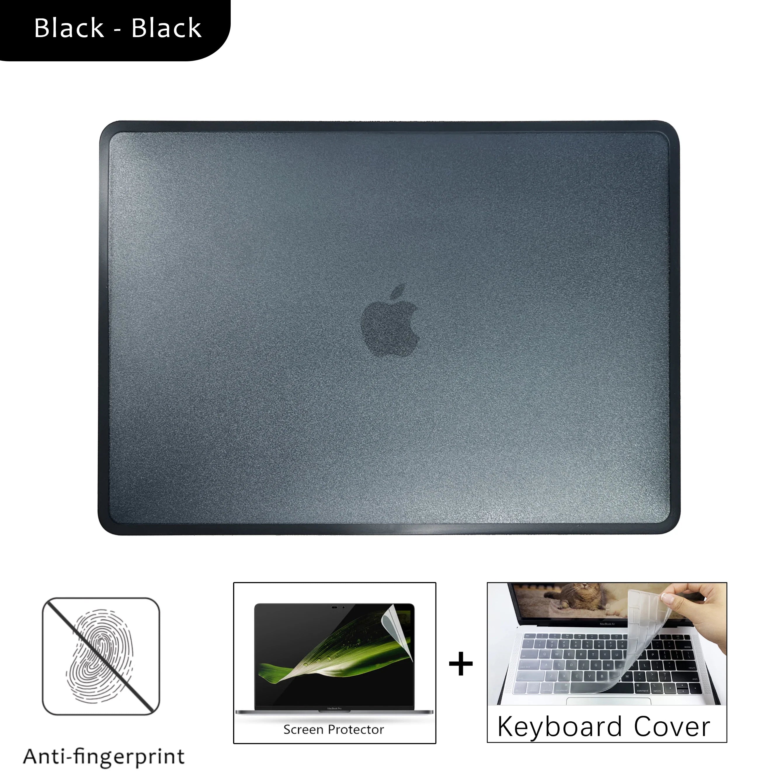 Matte Transparent PC+TPU Protective Case for MacBook Air & Pro 13/13.6/14/15.3/16-inch (33-41 cm) - Full Shell with Keyboard Cover & Vented Non-Slip Feet