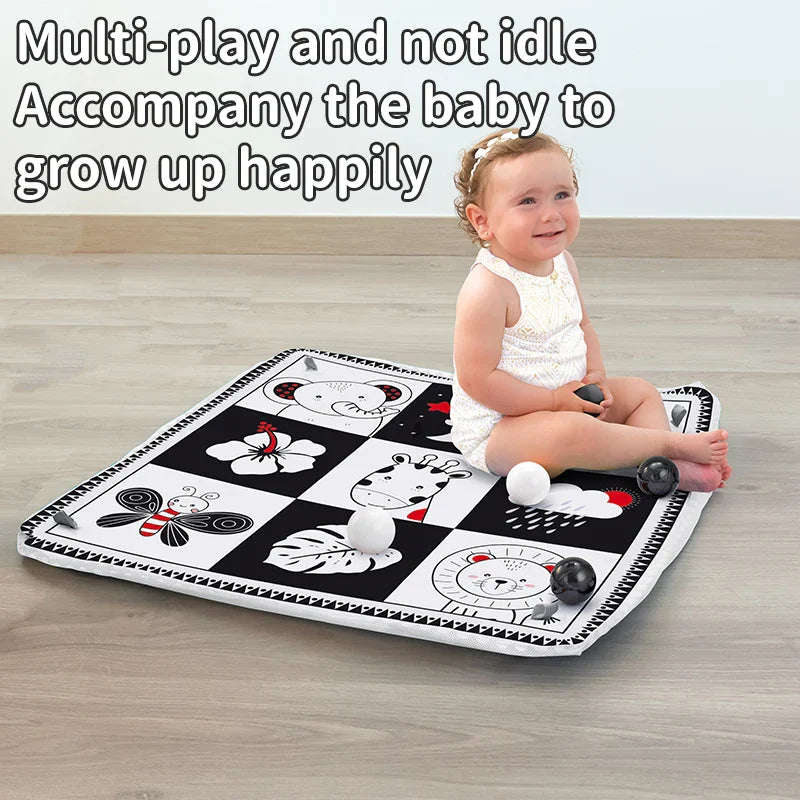 Baby Play Gym Activity Mat with Toy Bar — Tummy Time & Crawling Playmat for Newborns to 18 Months, 31.5 x 31.5 x 19.7 in (80 x 80 x 50 cm)