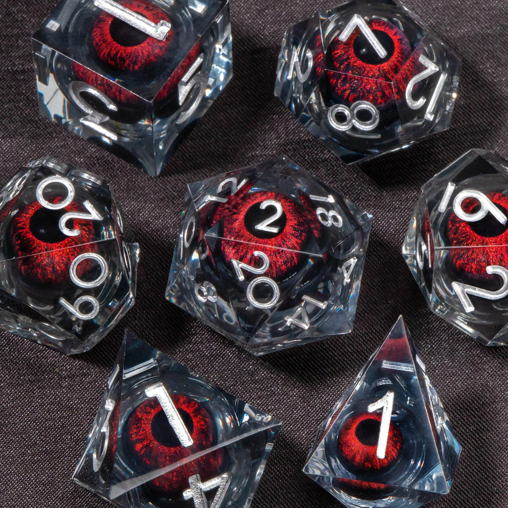Liquid Core Resin RPG Dice Set — Sharp-Edged D20 D12 D10 D8 D6 D4 for Tabletop Gaming