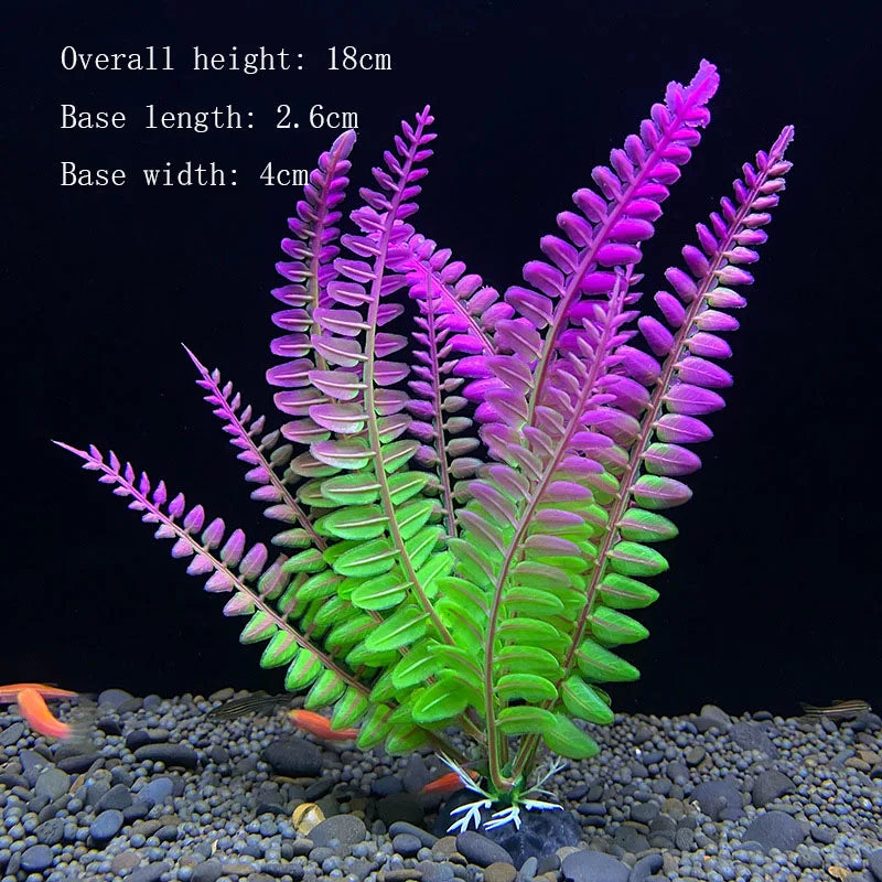 Artificial Aquarium Plants – Plastic Underwater Green Shrubs with Resin Base, Fish Tank Decoration