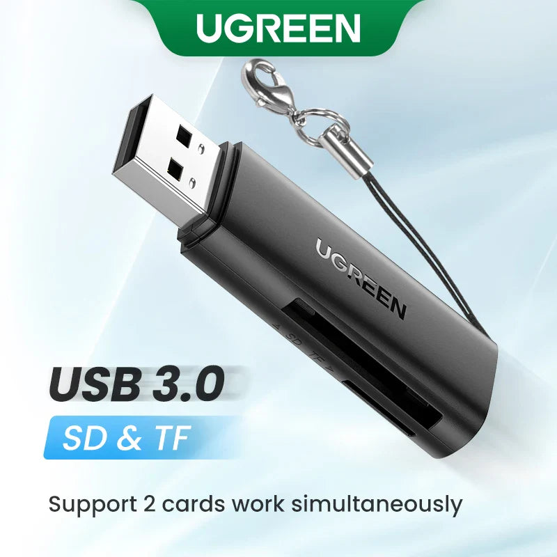 USB 3.0 Card Reader – SD & MicroSD Dual Slot Adapter, USB-A 5Gbps, Simultaneous Read/Write, Up to 2TB