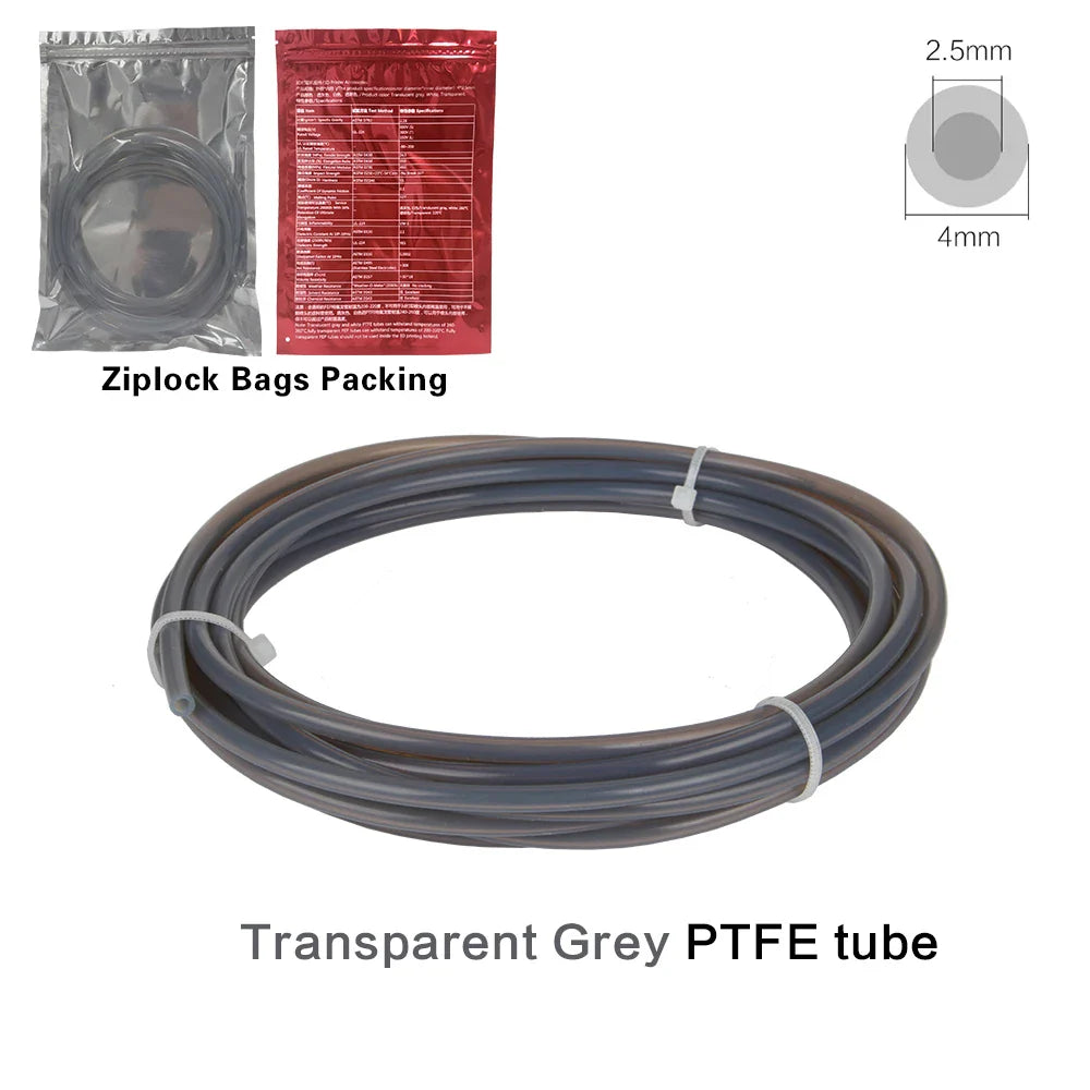 PTFE Bowden Tube for 1.75mm Filament – 2.5mm ID x 4mm OD (0.098 in x 0.157 in) Extruder Feed Tube for Mini 3D Printers