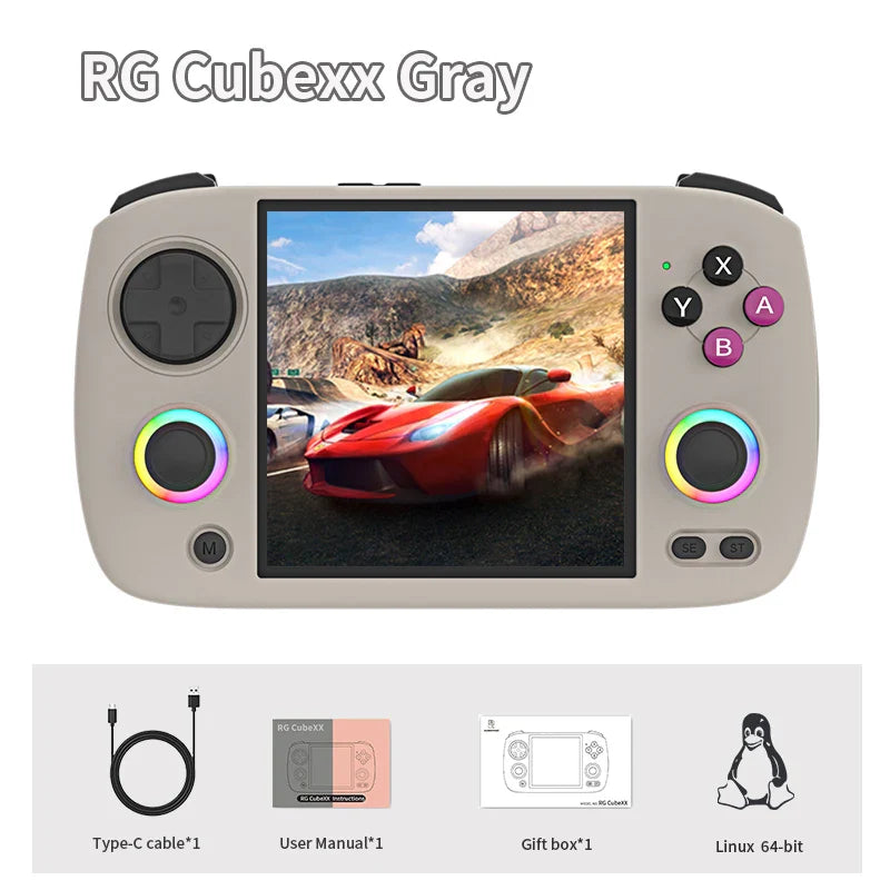 Retro Handheld Game Console 3.95\" (10.0 cm) IPS 720×720 Linux 64-bit Wi‑Fi Bluetooth RGB Joysticks 32GB Expandable to 512GB