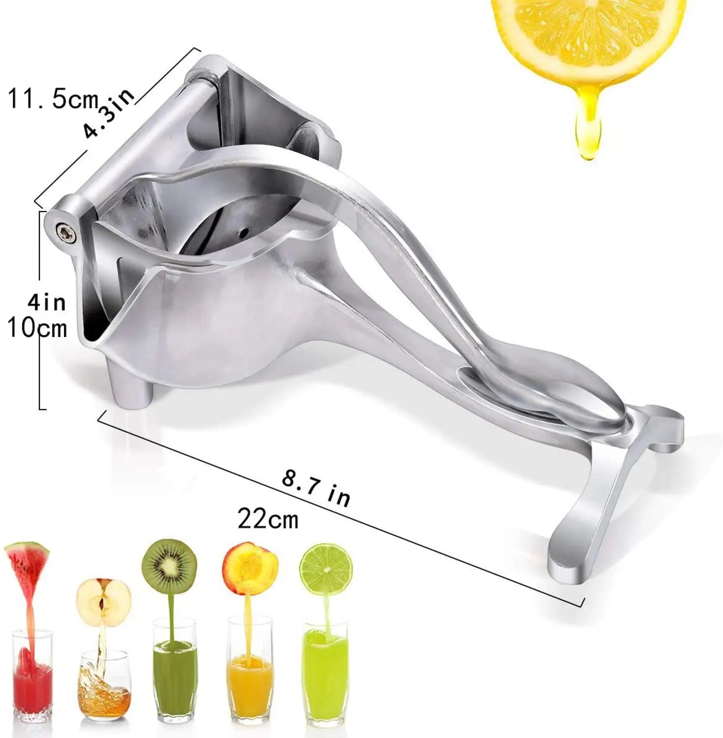 Manual Hand-Press Juice Squeezer - Aluminum Citrus & Sugarcane Juicer for Lemon, Orange, Pomegranate, Ginger