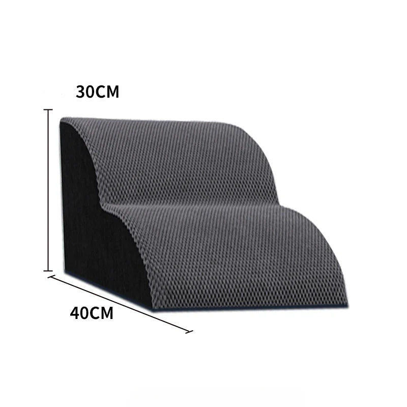 2- & 3-Step Pet Stairs Ramp for Dogs and Cats – Washable Removable Memory Foam Non-Slip Steps
