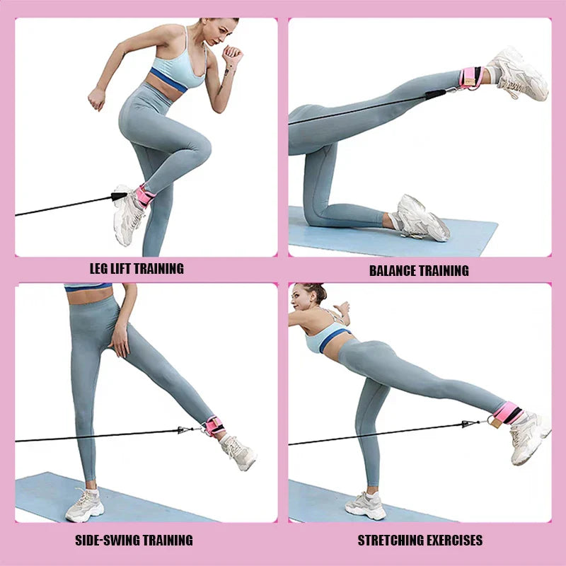 Ankle Strap Resistance Band Set - Adjustable Elastic Ankle Weights for Glutes & Legs, Home & Gym (Men & Women)