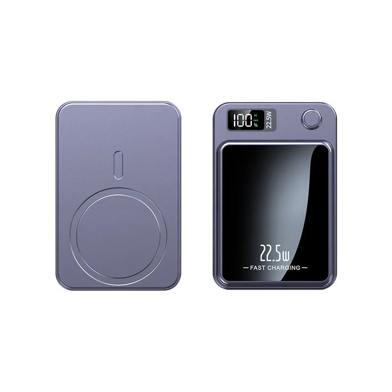 30,000mAh Magnetic Power Bank 22.5W Fast Wireless Portable Charger, Ultra-Thin PD 15W Dual USB LED Display