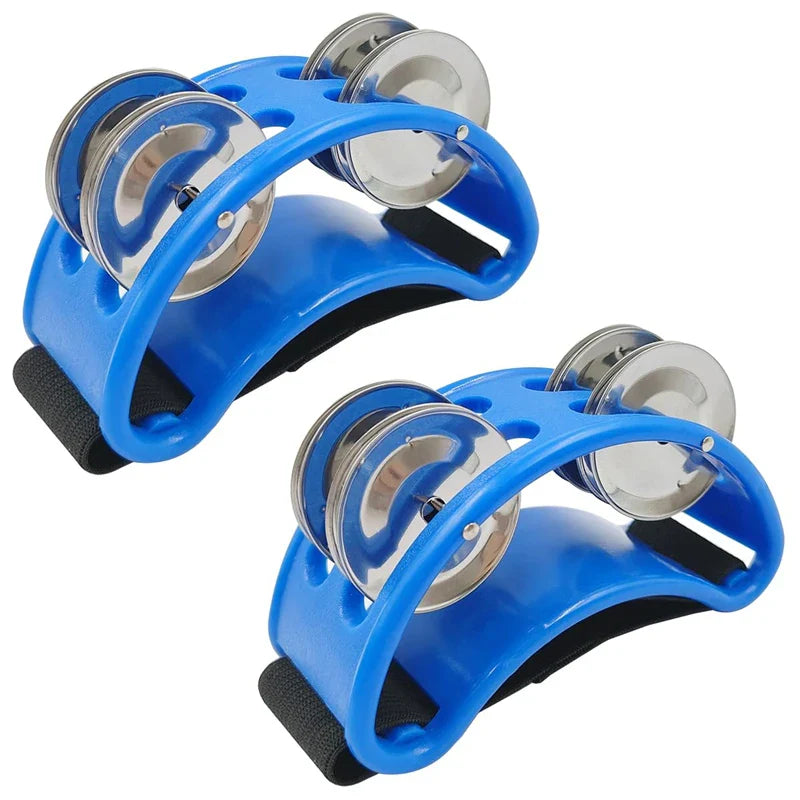2-Pack Elliptical Hand & Foot Jingle Drum Tambourines – Kids Musical Percussion Instrument for Party & Music Education