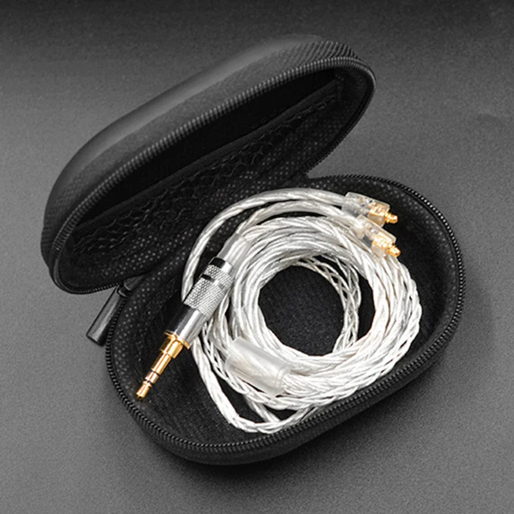 PU Leather Earphones Storage Case - Zippered Protective Carrying Organizer for Wired Earbuds, 101 x 71 x 40 mm (3.98 x 2.80 x 1.57 in)