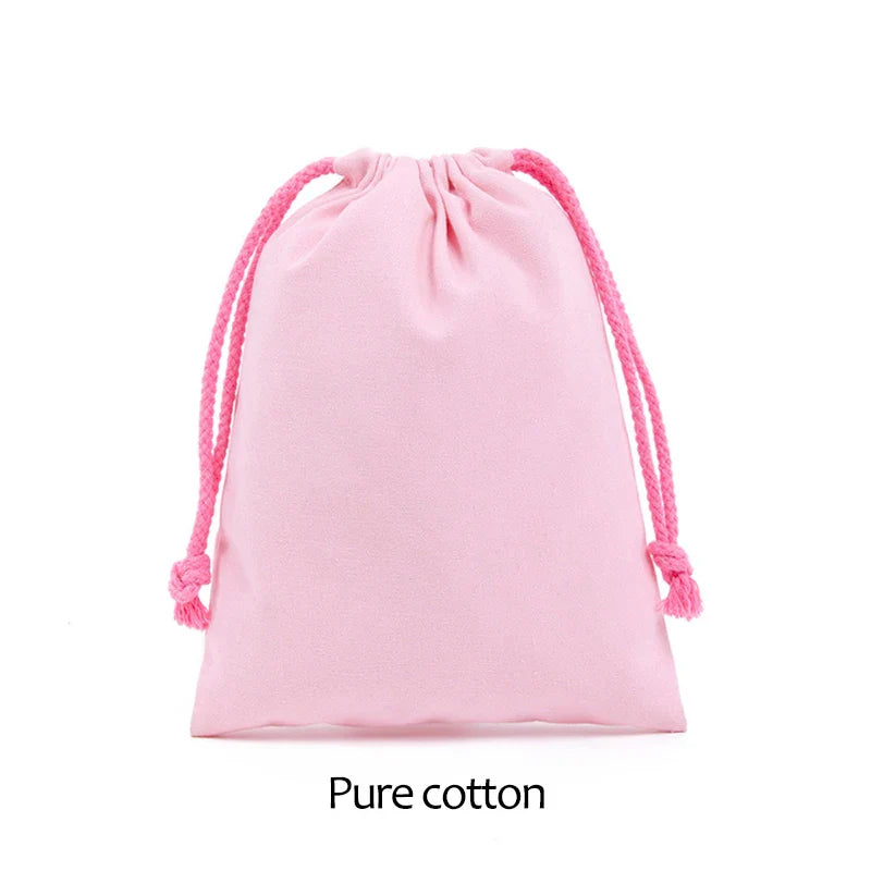Cotton Drawstring Canvas Bags - White Reusable Gift & Storage Pouches for Candy, Jewelry, Travel and Home Organization