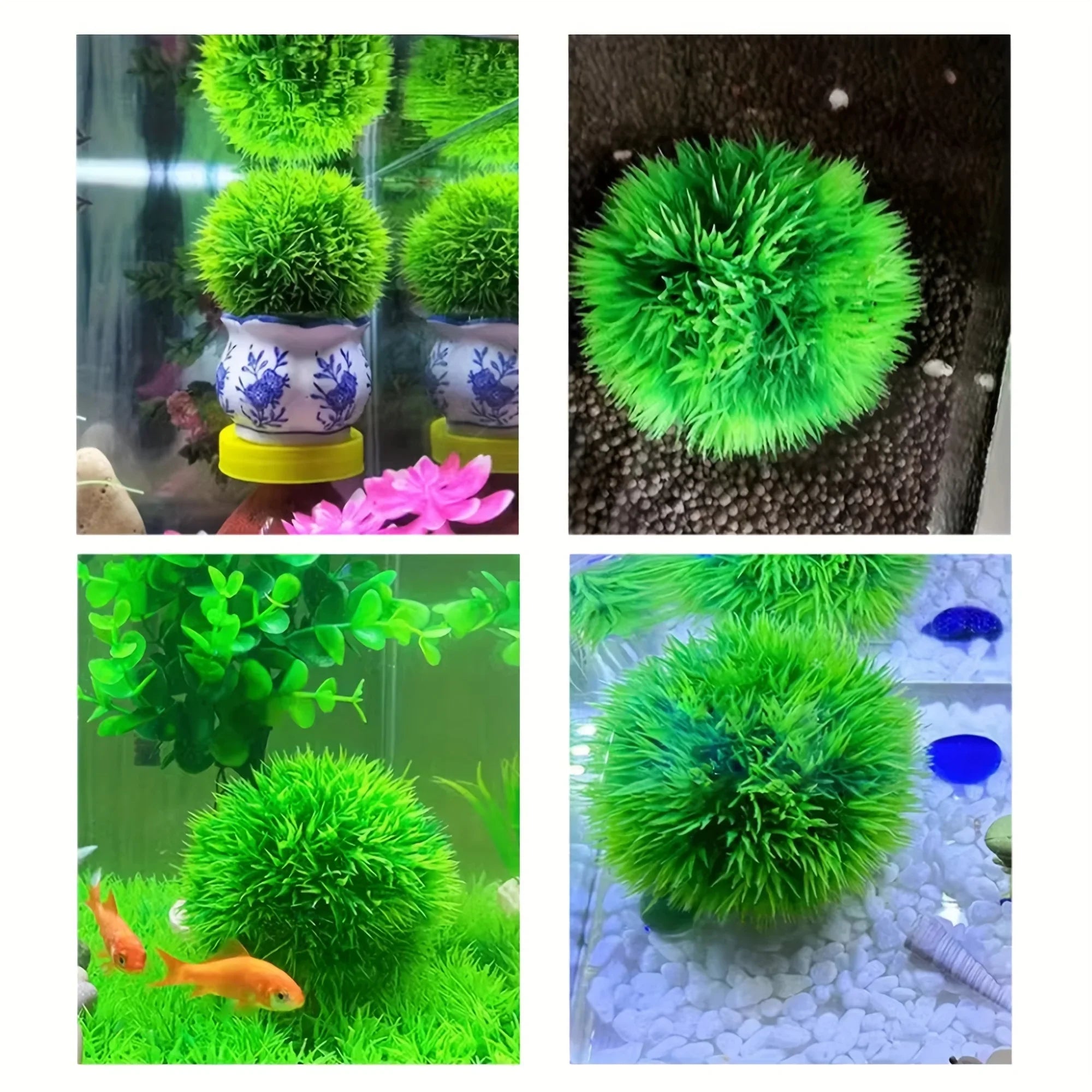 Faux Aquarium Grass Ball – Fade-Resistant Artificial Water Plant for Fish Tank Decor