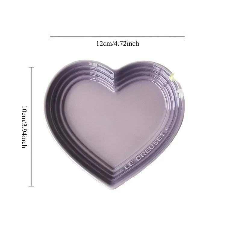 Heart-Shaped Ceramic Pet Bowl 12 cm (4.7 in) – Wide Anti-Vomiting Design for Small Cats & Dogs