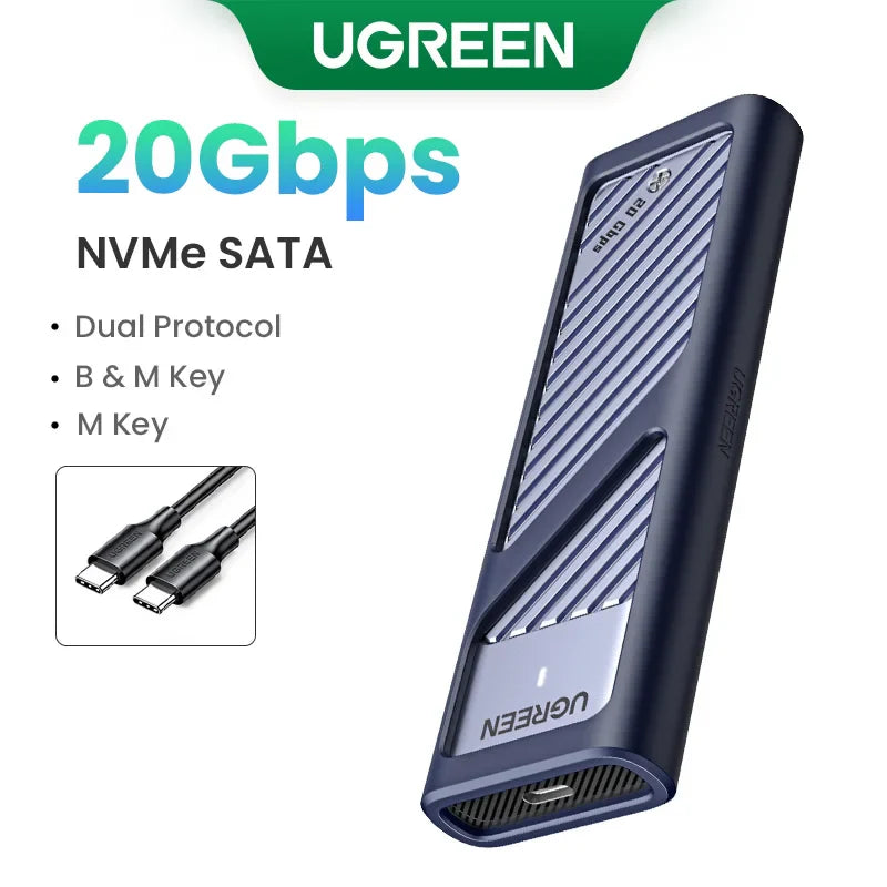 M.2 NVMe & SATA SSD Enclosure USB-C 20Gbps (USB 3.2 Gen2x2) — Supports 2230/2242/2260/2280 M & B+M Keys, Up to 8TB