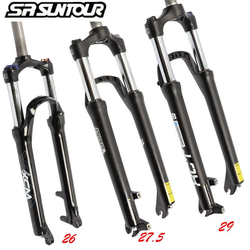 Mountain Bike Suspension Fork 26/27.5/29 Inch 100mm Travel Spring-Oil Front Fork Compatible with Disc Brakes