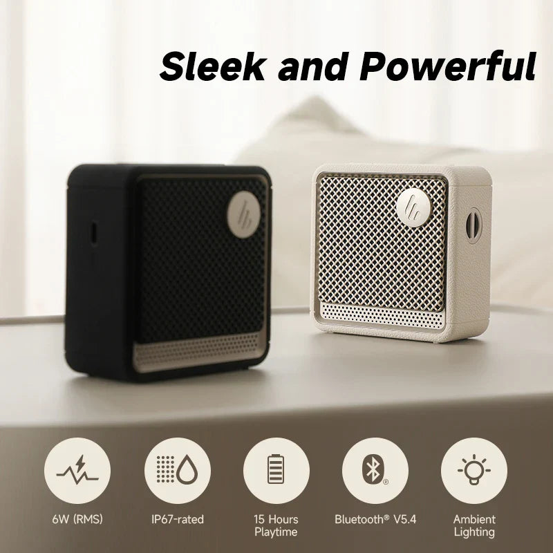 Portable Bluetooth Speaker – IP67 Waterproof, 6W Deep Bass, Ambient Light, Built-in Mic, Bluetooth 5.4, 15-Hour Battery