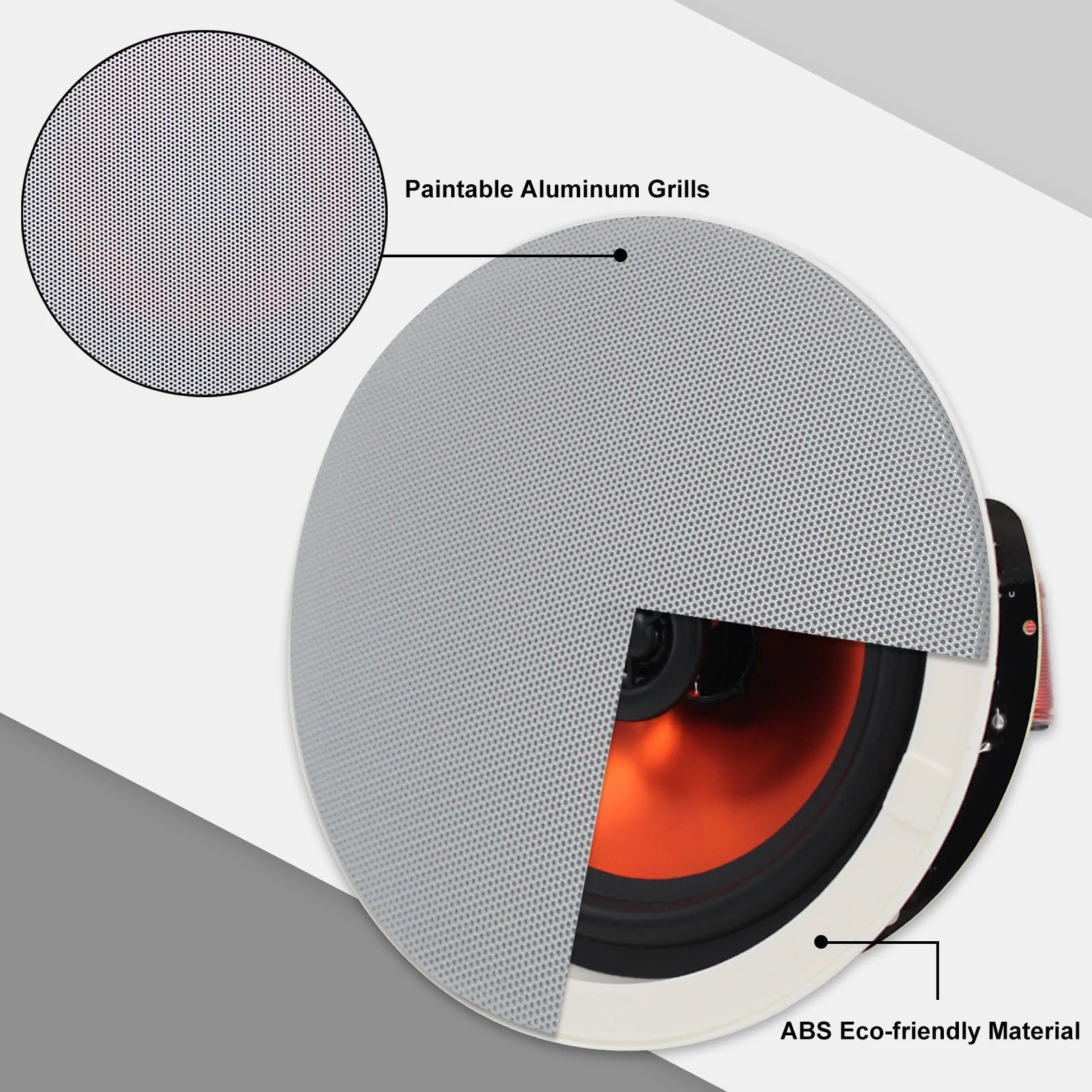 2-Pack 6.5-Inch (16.5 cm) Bluetooth In-Ceiling Speakers 300W Flush Mount Recessed Home Audio for Kitchen Bedroom Bathroom