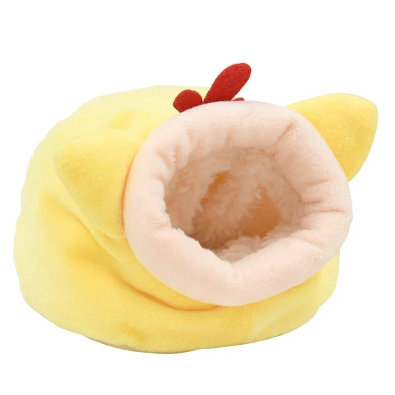 Windproof Plush Small Pet Nest — Warm Winter House for Hamsters, Gerbils, Mice & Sugar Gliders (12 x 10 x 9 cm / 4.72 x 3.93 x 3.54 in)