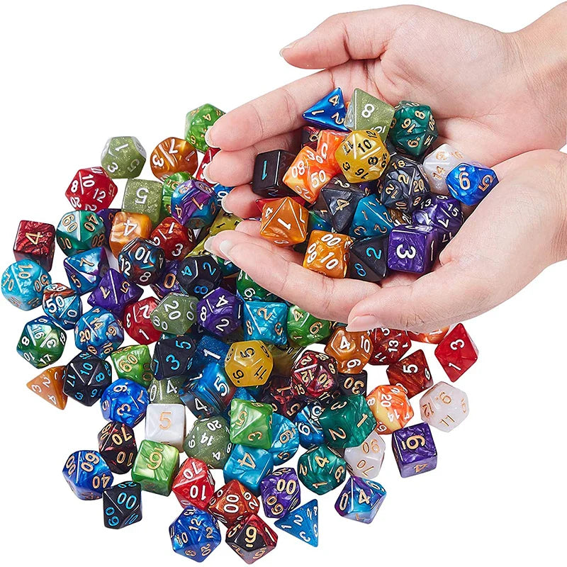 Multicolor Polyhedral RPG Dice Sets — 7-Piece D20 D12 D10 D8 D6 D4 with Bag, Multiple Pack Options (3/6/10/15/20 Sets)
