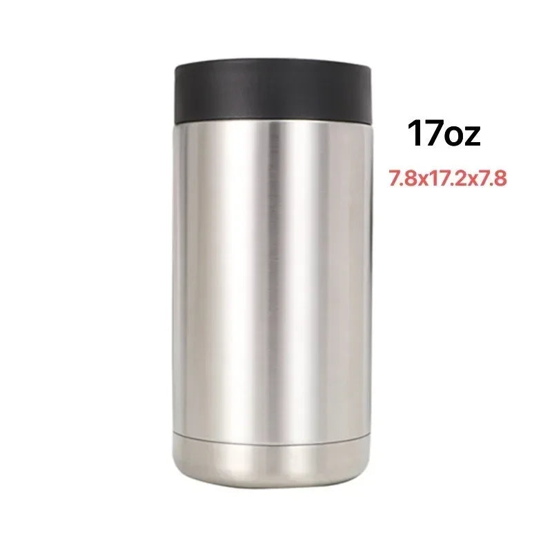 Double-Wall Vacuum Insulated Stainless Steel Bottle & Can Cooler — Wine, Beer & Soda Chiller for Bar, Camping & Outdoor