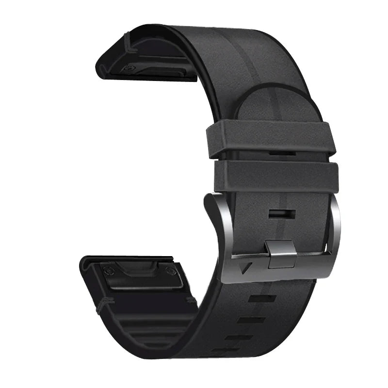 26mm 22mm Strap Bracelet For Garmin Fenix 7 7X 6 6X Pro 5X Plus 3HR 945 955 Tactix Bravo Delta Mk2i Leather Silicone Watch Band