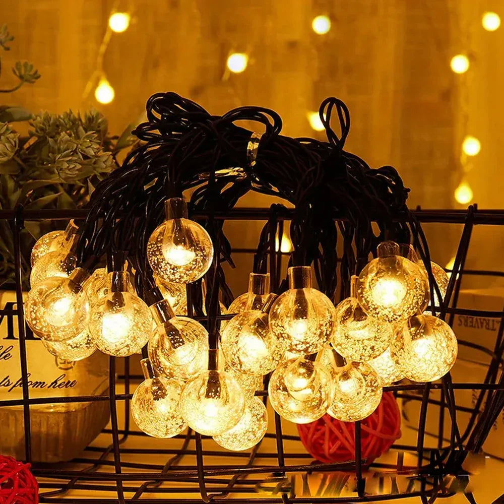 Solar Bubble Ball String Lights - Outdoor Waterproof 100/150 LED, 8 Lighting Modes for Garden Wedding Party Décor