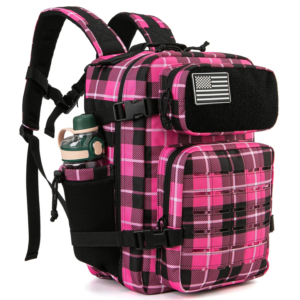 Tactical 25L Laser-Cut MOLLE Backpack - 900D Polyester Water-Resistant Daypack with Velcro Patch Panel, 15.7 x 9.8 x 9.8 in (40 x 25 x 25 cm)