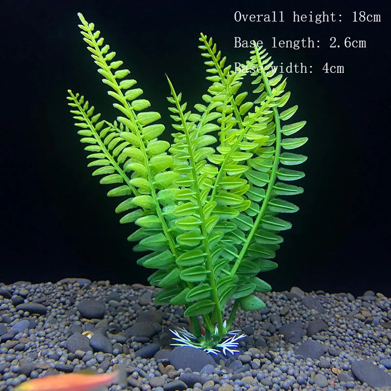 Artificial Aquarium Plants – Plastic Underwater Green Shrubs with Resin Base, Fish Tank Decoration